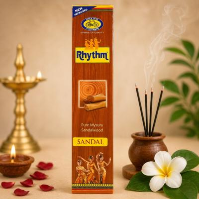 Experience the calming essence of tradition with Cycle Brand Rhythm Sandal Incense Sticks (Pure Mysuru Sandalwood Agarbatti).